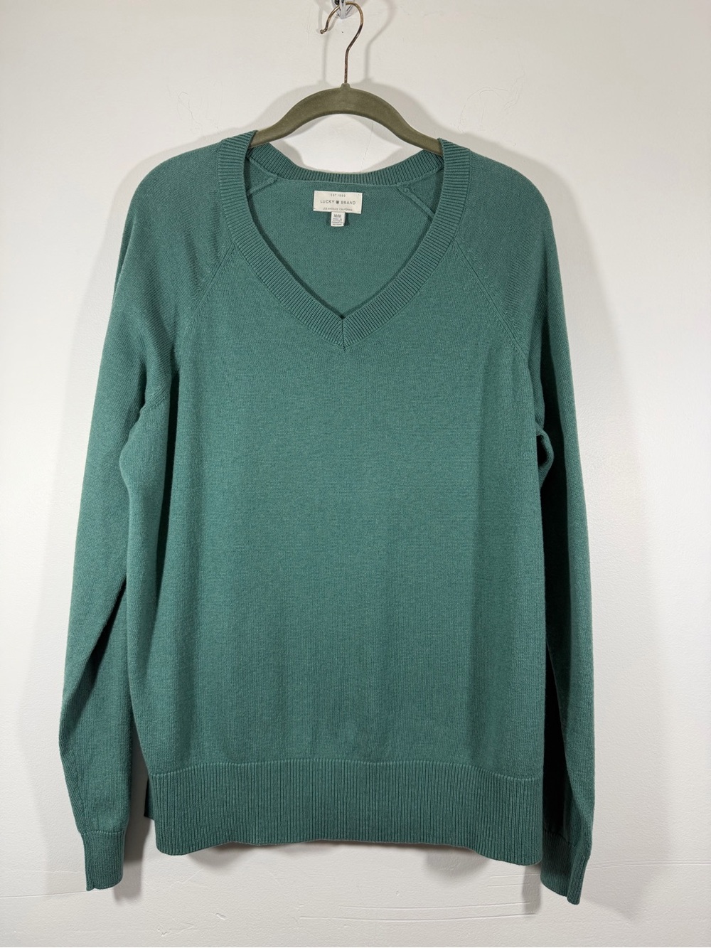 Lucky Brand LA California Blend V-Neck Sweater - sage green